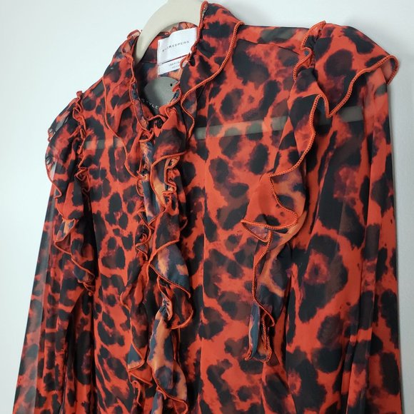StyleKeepers Leopard-Print Ruffle Top- Red - Picture 6 of 8